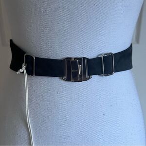 Gucci Black Pleated Silk Joaquin Cummerbund Silver Tone Kids 25in NEW